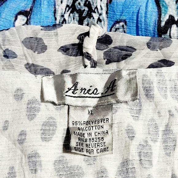 90s VTG Art to Wear Cheetah Crochet Floral Flowy Layered Blouse Cardigan XL - Picture 6 of 9